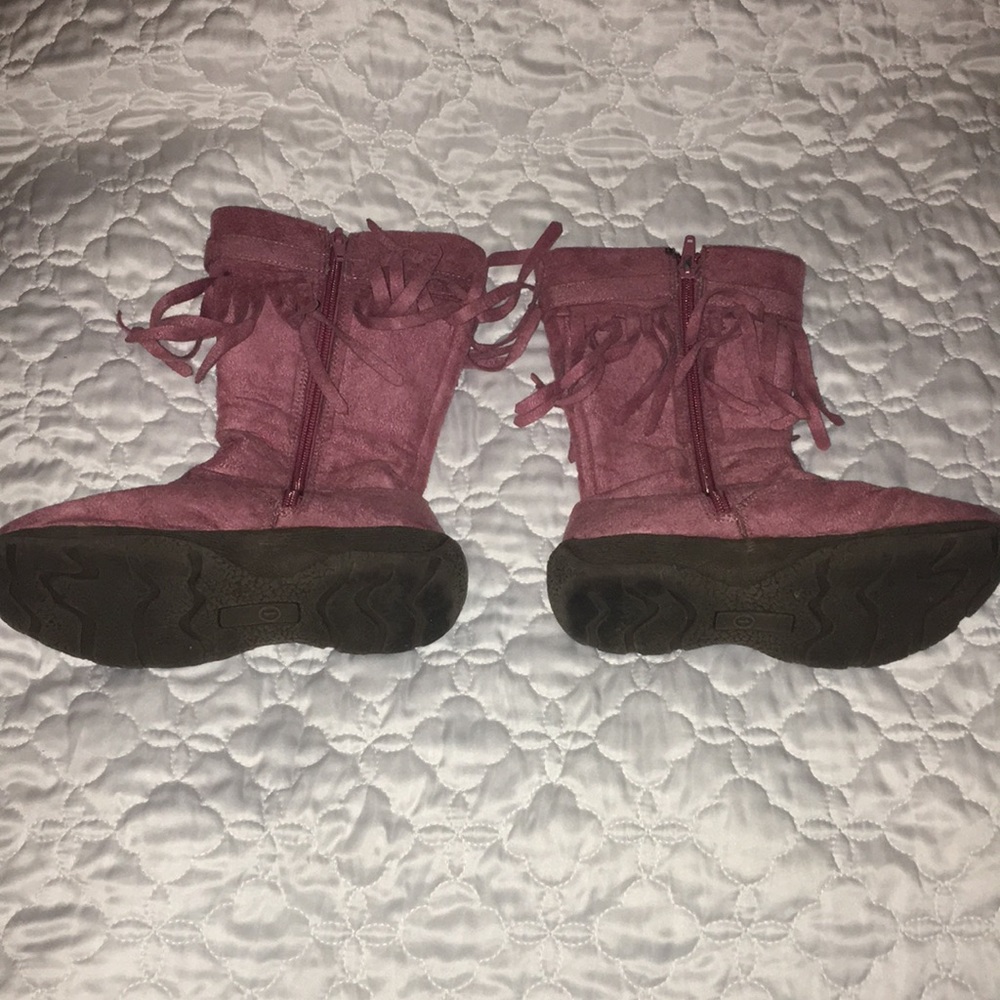 Girls Dusty Rose pink boots with fringe